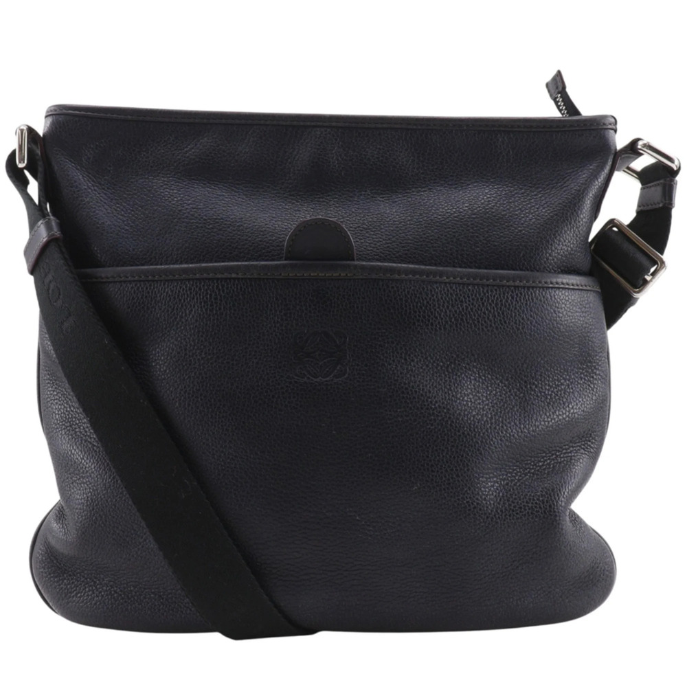 Loewe Anagram Shoulder Bag, Leather, Black, A5 Size, Men's